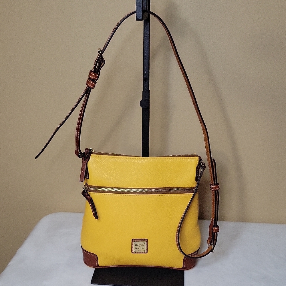 #19.Dooney & Bourke Yellow and Brown Crossbody Bag